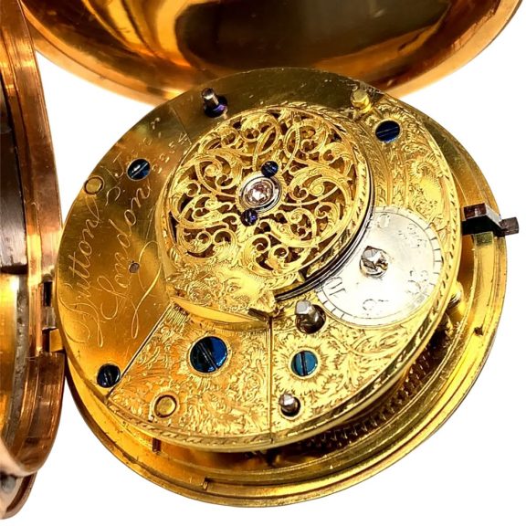 English 18K rose gold hunting cased cylinder watch Circa 1803 English 18K rose gold hunting cased cylinder watch Circa 1803