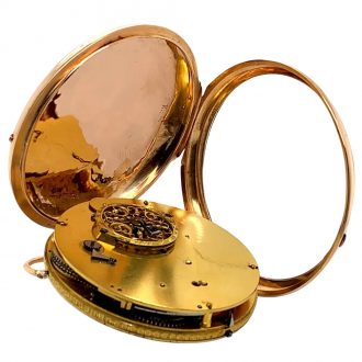 Swiss 18K rose gold open faced verge pocket watch Circa 1750