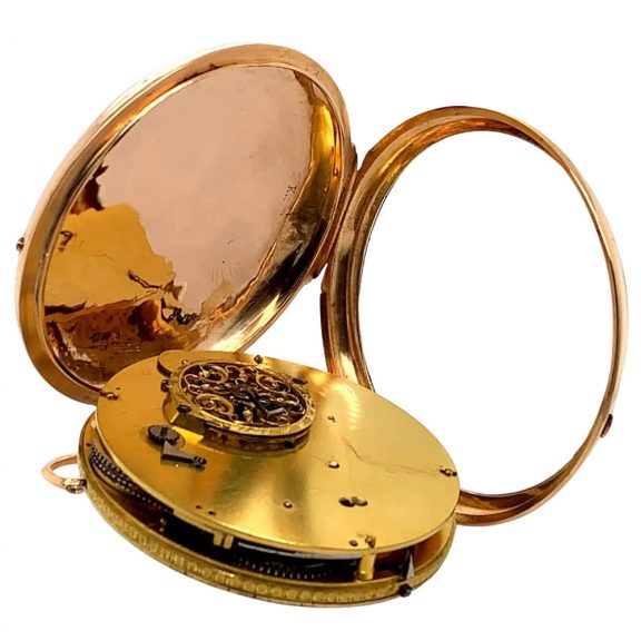 Swiss 18K rose gold open faced verge pocket watch Circa 1750 Swiss 18K rose gold open faced verge pocket watch Circa 1750