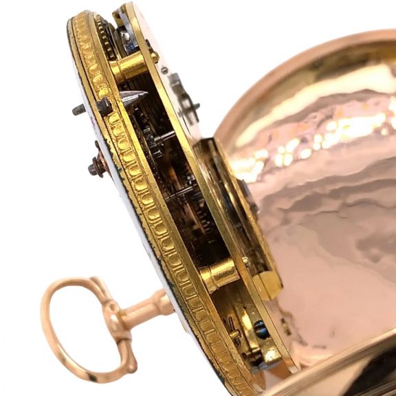Swiss 18K rose gold open faced verge pocket watch Circa 1750 Swiss 18K rose gold open faced verge pocket watch Circa 1750