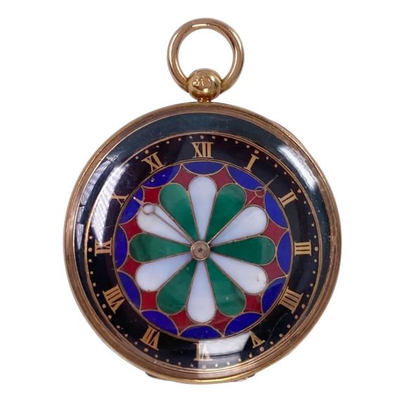French gold and pietra dura open faced cylinder watch Circa 1835