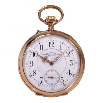 German 14K rose gold open faced lever pocket watch Circa 1908