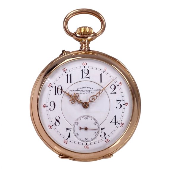 German 14K rose gold open faced lever pocket watch Circa 1908