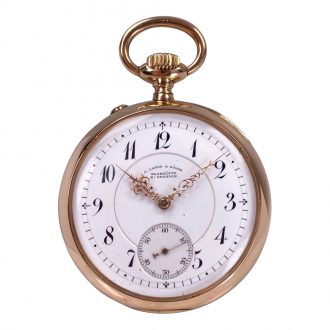 German rose gold open faced lever pocket watch Circa 1897