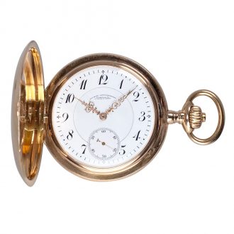 German 14K rose gold hunting cased lever pocket watch Circa 1902