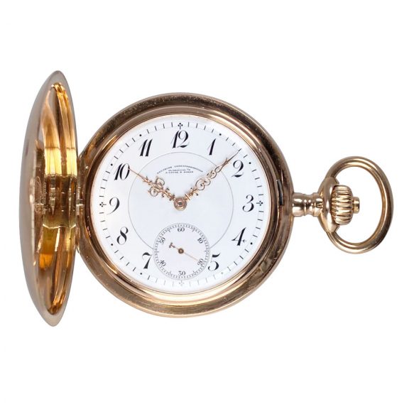 German 14K rose gold hunting cased lever pocket watch Circa 1902