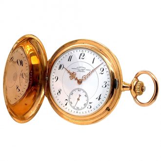 Flat German rose gold hunting cased lever watch Circa 1910