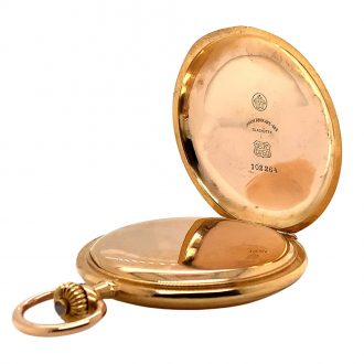 Flat German rose gold hunting cased lever watch Circa 1910