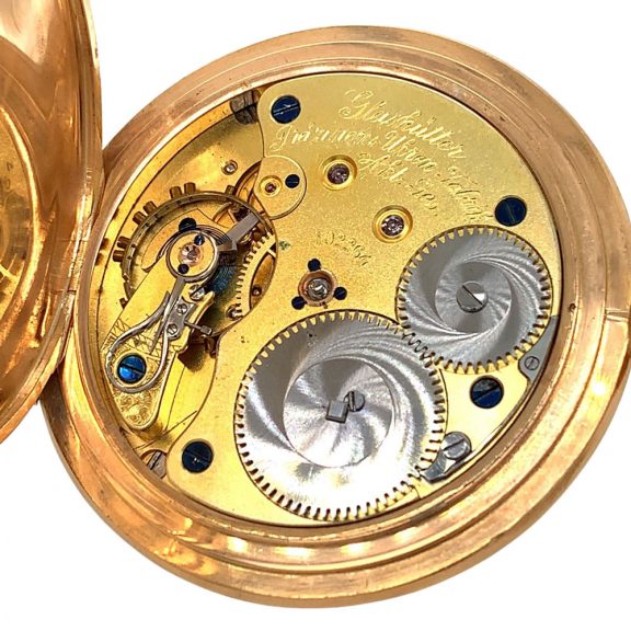 Flat German rose gold hunting cased lever watch Circa 1910 Flat German rose gold hunting cased lever watch Circa 1910