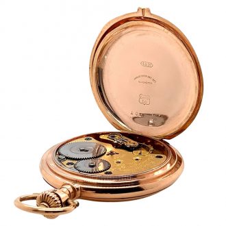 German 14K rose gold hunting cased lever pocket watch Circa 1906