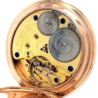 German 14K rose gold hunting cased lever pocket watch Circa 1906