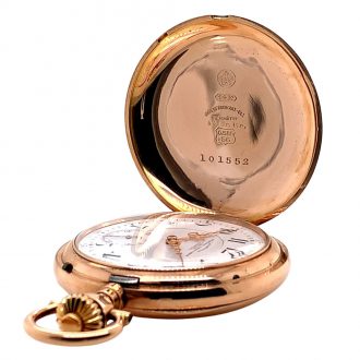 German 14K rose gold hunting cased lever watch Circa 1908