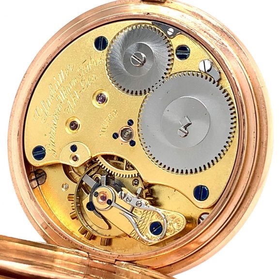 German 14K rose gold hunting cased lever watch Circa 1908 German 14K rose gold hunting cased lever watch Circa 1908