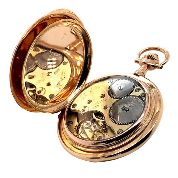German 14K rose gold hunting cased lever watch Circa 1900 German 14K rose gold hunting cased lever watch Circa 1900
