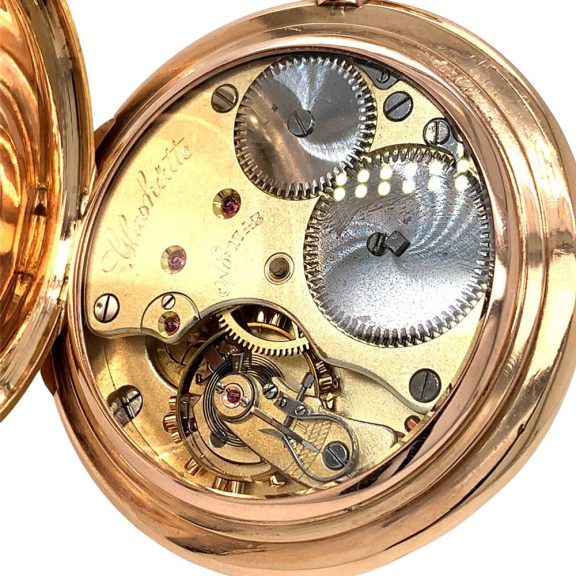 German 14K rose gold hunting cased lever watch Circa 1900 German 14K rose gold hunting cased lever watch Circa 1900