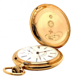 German 14K gold hunting cased lever pocket watch Circa 1898