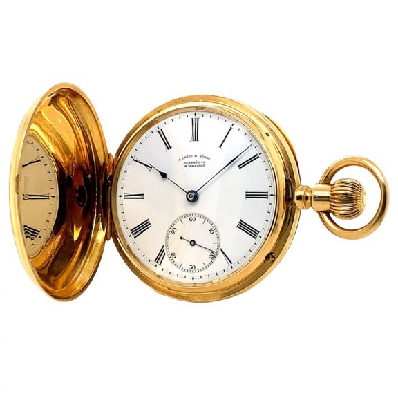 German 18K gold hunting cased lever pocket watch Circa 1891 German 18K gold hunting cased lever pocket watch Circa 1891