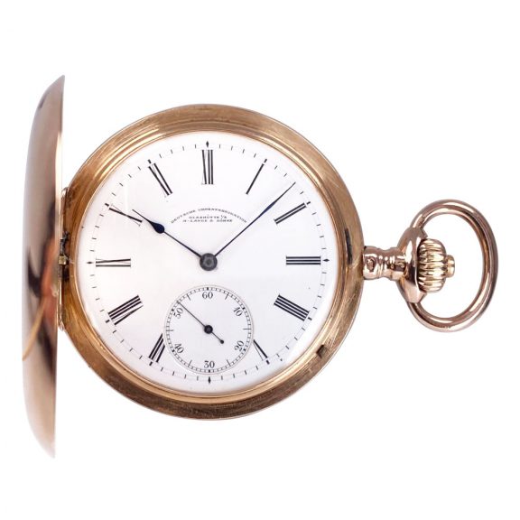 German 14K rose gold hunting cased lever watch Circa 1903 German 14K rose gold hunting cased lever watch Circa 1903