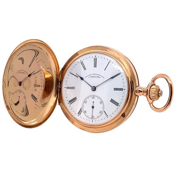 German 14K rose gold hunting cased lever watch Circa 1903 German 14K rose gold hunting cased lever watch Circa 1903