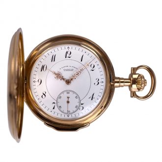 German 18K rose gold half hunting cased lever Circa 1905 German 18K rose gold half hunting cased lever Circa 1905