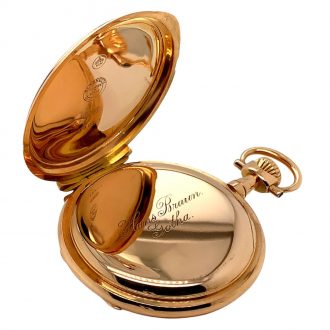 German 18K rose gold half hunting cased lever Circa 1905 German 18K rose gold half hunting cased lever Circa 1905