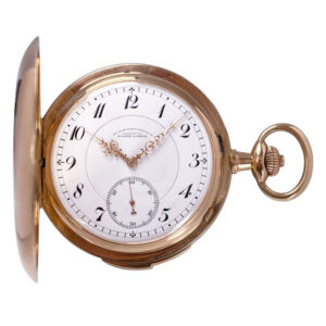 Flat German 14K rose gold silenced quarter repeating lever Circa 1914