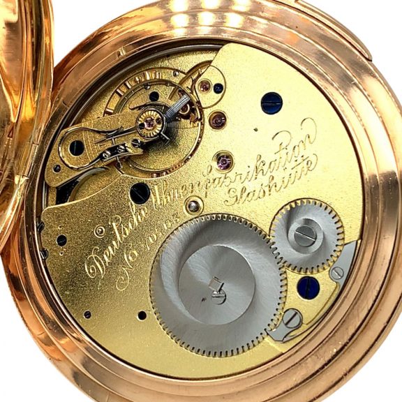 Flat German 14K rose gold silenced quarter repeating lever Circa 1914 Flat German 14K rose gold silenced quarter repeating lever Circa 1914