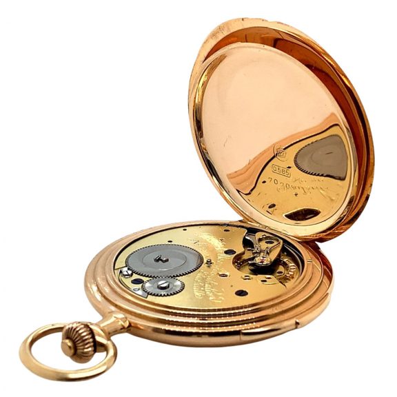 Flat German 14K rose gold silenced quarter repeating lever Circa 1914 Flat German 14K rose gold silenced quarter repeating lever Circa 1914