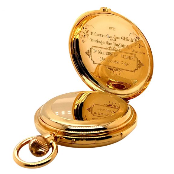Important German 18K gold half hunting cased lever Circa 1880 Important German 18K gold half hunting cased lever Circa 1880