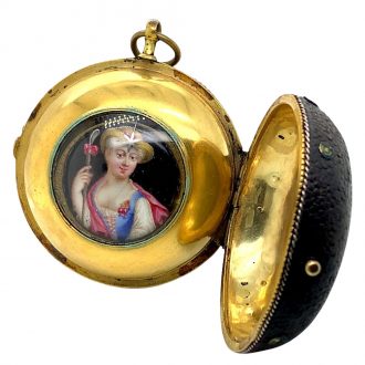 Exceptional Swiss fire gilded verge oignon watch Circa 1700