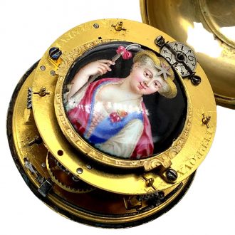 Exceptional Swiss fire gilded verge oignon watch Circa 1700