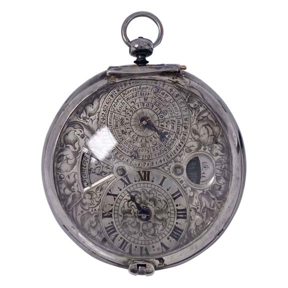 German verge watch with calendar and phases of the moon Circa 1645 German verge watch with calendar and phases of the moon Circa 1645