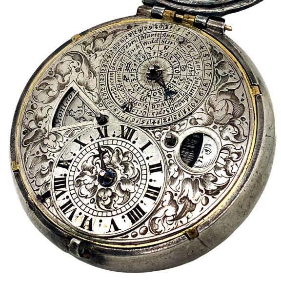 German verge watch with calendar and phases of the moon Circa 1645 German verge watch with calendar and phases of the moon Circa 1645