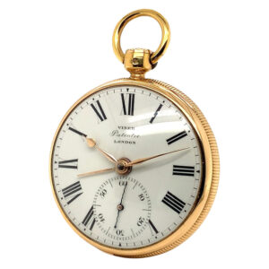 English gold open faced cylinder watch with alarm Circa 1817