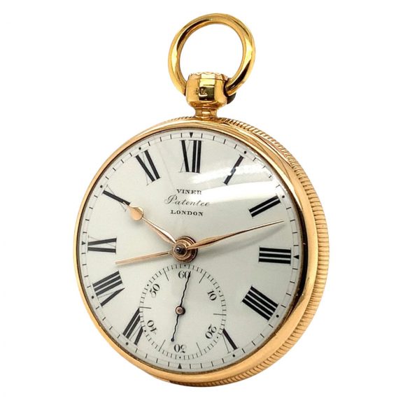English gold open faced cylinder watch with alarm Circa 1817