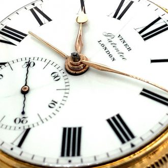 English gold open faced cylinder watch with alarm Circa 1817