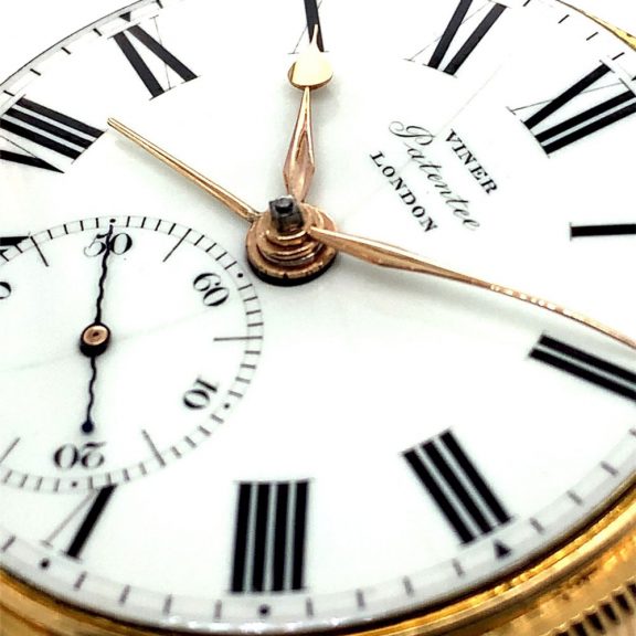 English gold open faced cylinder watch with alarm Circa 1817 English gold open faced cylinder watch with alarm Circa 1817