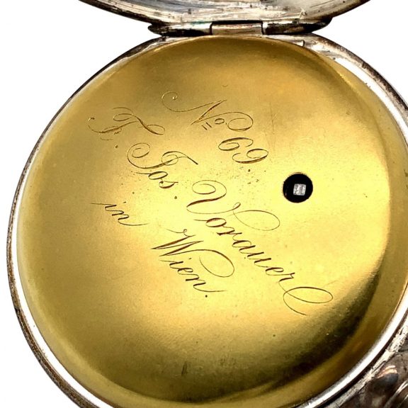 Austrian silver precision watch in mahogany box Circa 1864 Austrian silver precision watch in mahogany box Circa 1864
