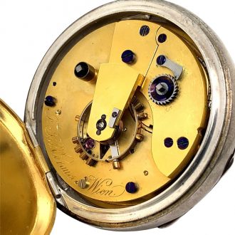 Austrian silver precision watch in mahogany box Circa 1864