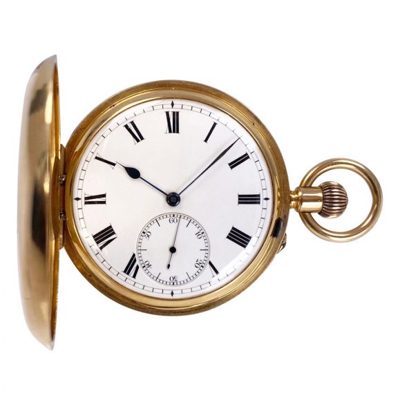 Heavy English gold lever watch with 52.5 minute carrousel Circa 1901