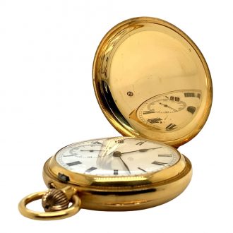 Heavy English gold lever watch with 52.5 minute carrousel Circa 1901