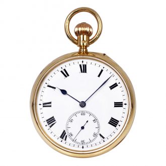 English gold watch with 52.5 minute carrousel Circa 1915