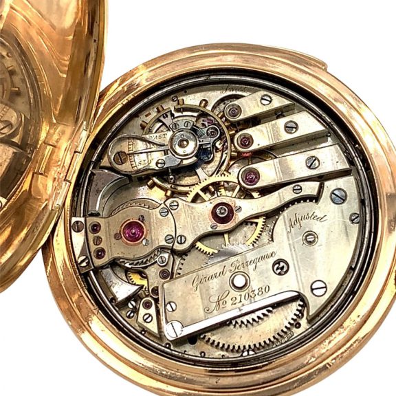Rare Swiss 14K rose gold five minute repeating lever Circa 1900 Rare Swiss 14K rose gold five minute repeating lever Circa 1900