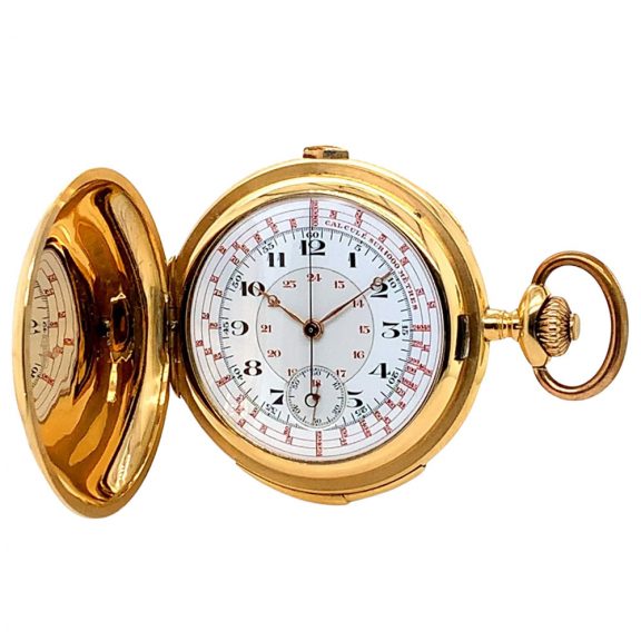 Swiss gold chronograph with tachymeter scale Circa 1920 Swiss gold chronograph with tachymeter scale Circa 1920