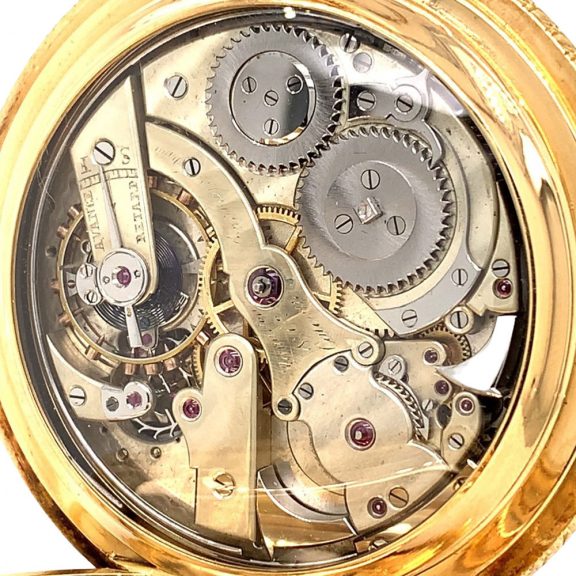 Swiss gold repeating lever with calendar and moon phases Circa 1900 Swiss gold repeating lever with calendar and moon phases Circa 1900