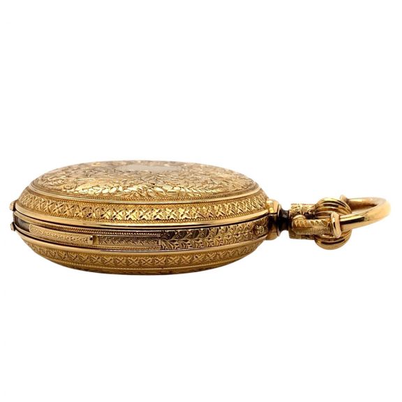Swiss gold repeating lever with calendar and moon phases Circa 1900 Swiss gold repeating lever with calendar and moon phases Circa 1900