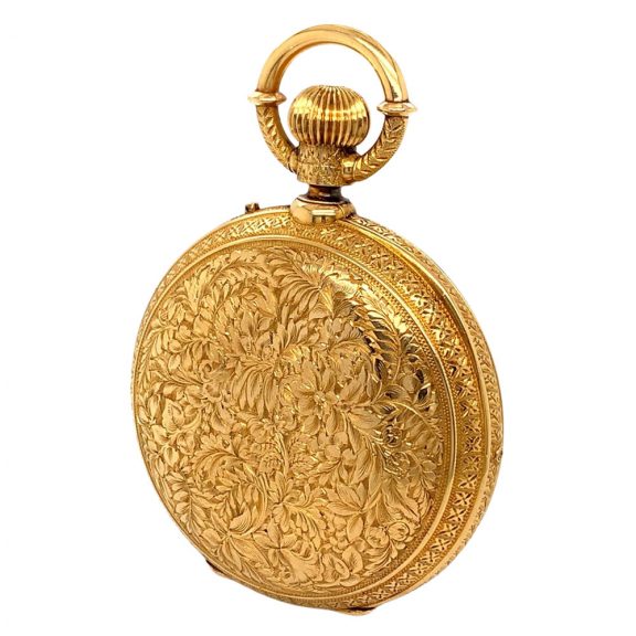 Swiss gold repeating lever with calendar and moon phases Circa 1900 Swiss gold repeating lever with calendar and moon phases Circa 1900