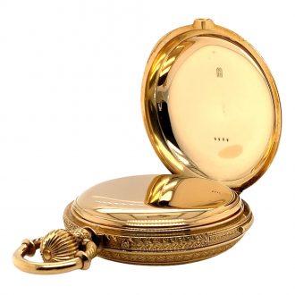 Swiss gold repeating lever with calendar and moon phases Circa 1900
