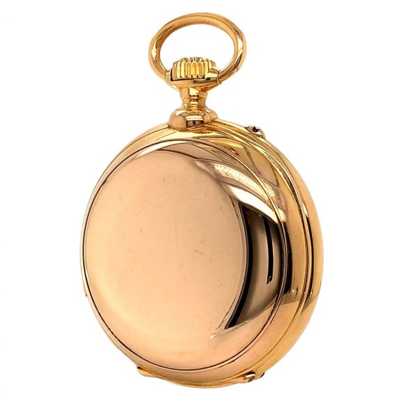 Swiss rose gold repeating lever with calendar and moon phases Circa 1890 Swiss rose gold repeating lever with calendar and moon phases Circa 1890