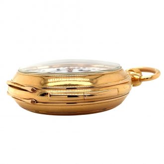 Swiss rose gold repeating lever with calendar and moon phases Circa 1890 Swiss rose gold repeating lever with calendar and moon phases Circa 1890